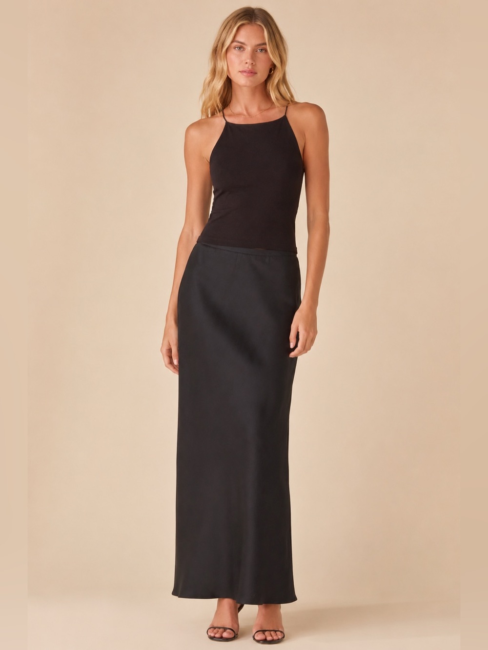 Josephine Chaus Black Silk Maxi Skirt Size 10
